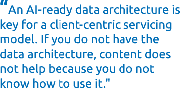 “An AI ready data architecture is key for a client centric servicing model. If you do not have the data architecture,...